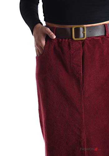Gonna in Cotone costine in velluto Longuette con spacco con elastico con cintura con tasche - ph 4