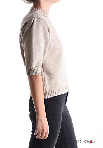 short sleeve crew neck Wool Mix Sweater - ph 3
