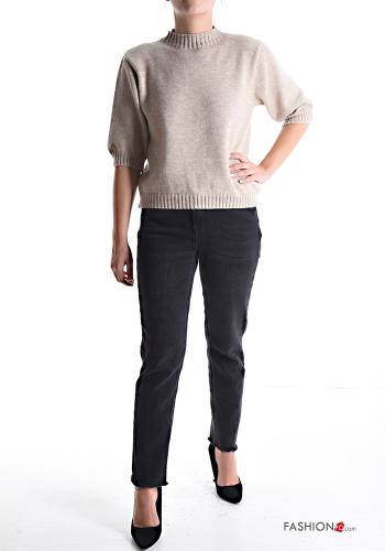 short sleeve crew neck Wool Mix Sweater - ph 5