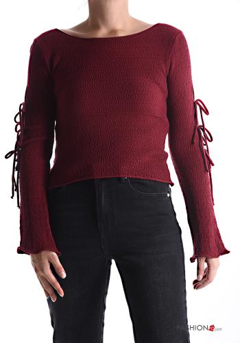 Jersey manga larga cuello redondo con lazo