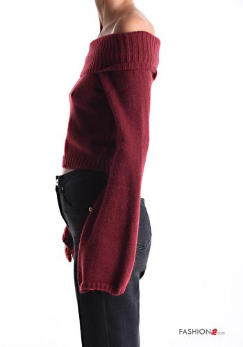 extra long sleeve mini Wool Mix Sweater bardot neckline - ph 3