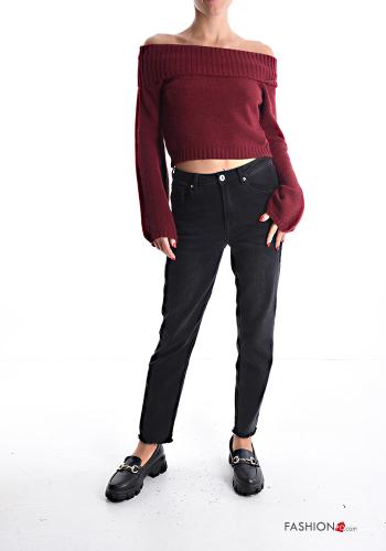 extra long sleeve mini Wool Mix Sweater bardot neckline - ph 5