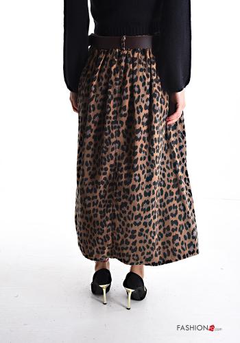 Gonna in Cotone Fantasia animalier con cintura con tasche - ph 2
