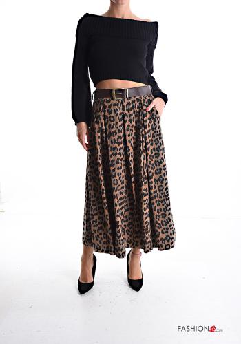 Gonna in Cotone Fantasia animalier con cintura con tasche - ph 5