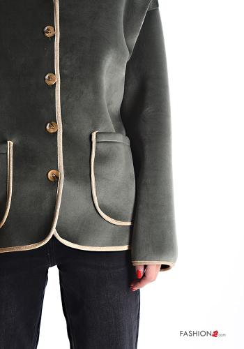 u-boot ausschnitt Jacke mit Knöpfen ohne Futter mit Taschen - ph 4