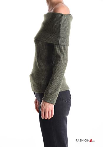 Ribbed long sleeve Sweater bardot neckline - ph 3