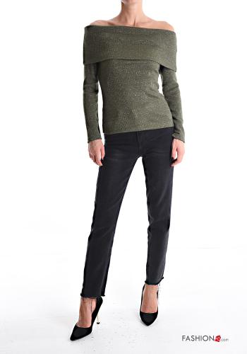 Ribbed long sleeve Sweater bardot neckline - ph 5