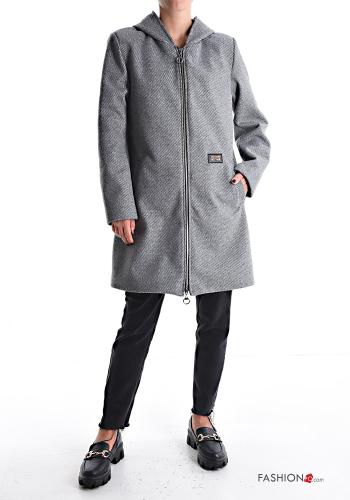 Cappotto con fodera con cappuccio con tasche con zip