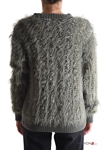 lurex long sleeve Cardigan with buttons with pearls with v-neck - ph 2