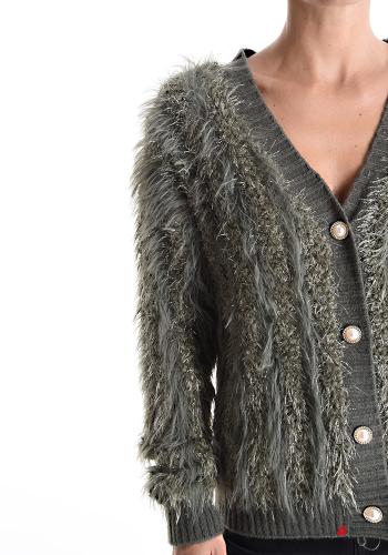 lurex long sleeve Cardigan with buttons with pearls with v-neck - ph 4