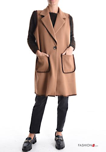 Smanicato in Misto Lana senza fodera con bottoni con tasche