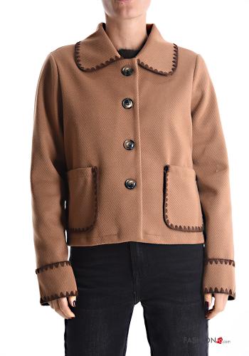 with collar Wool Mix Jacket with buttons without lining with pockets
