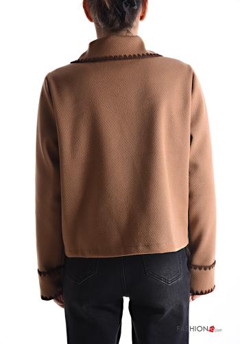 mit kragen Jacke aus Wollmischung mit Knöpfen ohne Futter mit Taschen - ph 2