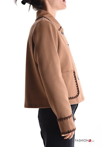 mit kragen Jacke aus Wollmischung mit Knöpfen ohne Futter mit Taschen - ph 3