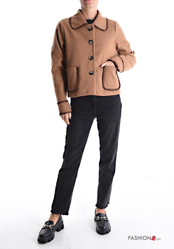 mit kragen Jacke aus Wollmischung mit Knöpfen ohne Futter mit Taschen - ph 5