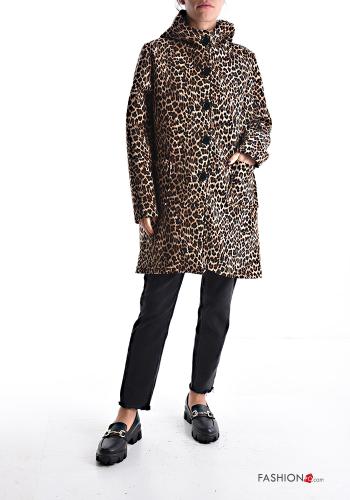 Animal print long sleeve Coat with buttons without lining with pockets - ph 1