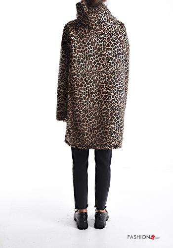 Animal print long sleeve Coat with buttons without lining with pockets - ph 2