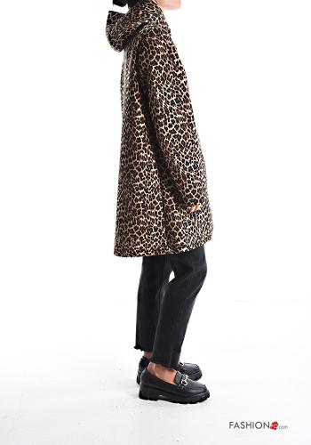 Animal print long sleeve Coat with buttons without lining with pockets - ph 3