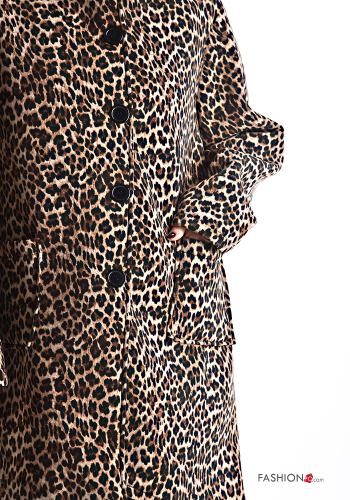Animal print long sleeve Coat with buttons without lining with pockets - ph 4