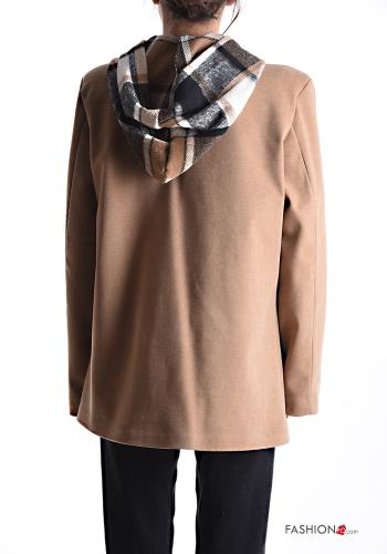 Cappotto maniche lunghe Fantasia tartan con fodera con cappuccio con bottoni con zip - ph 2