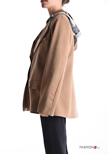 Cappotto maniche lunghe Fantasia tartan con fodera con cappuccio con bottoni con zip - ph 3