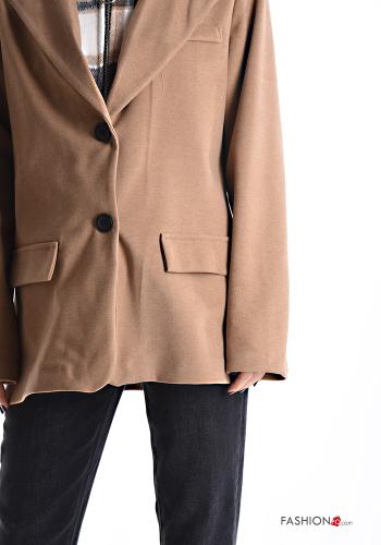 Cappotto maniche lunghe Fantasia tartan con fodera con cappuccio con bottoni con zip - ph 4