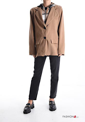 Cappotto maniche lunghe Fantasia tartan con fodera con cappuccio con bottoni con zip - ph 5