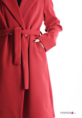 Coat with pockets with fabric belt with lining with buttons - ph 4