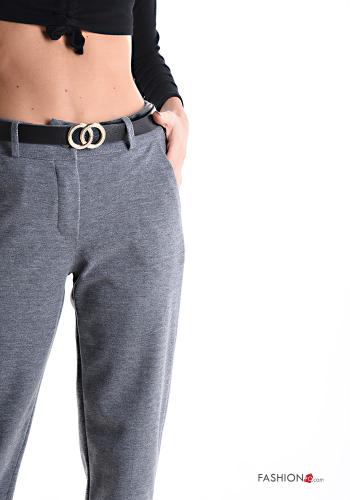 skinny Hose mit Gürtel mit Taschen - ph 4