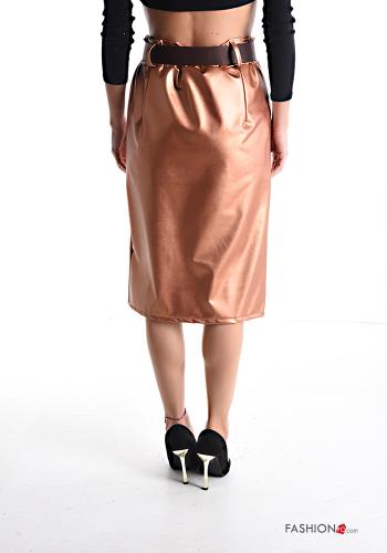 Gonna Longuette metallizzato con spacco con elastico con cintura con tasche - ph 2