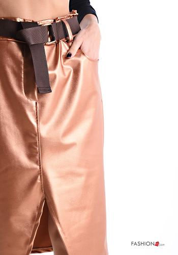 Gonna Longuette metallizzato con spacco con elastico con cintura con tasche - ph 4