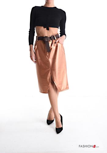 Gonna Longuette metallizzato con spacco con elastico con cintura con tasche - ph 5