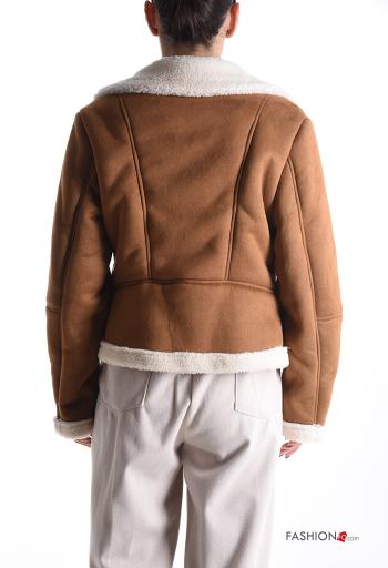 faux fur with collar Coat with pockets with zip - ph 2