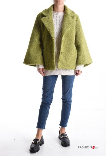 Cappotto corto maniche lunghe con colletto con bottoni con fodera - ph 5