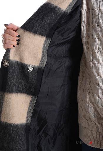 Cappotto Fantasia quadrettata vichy con cintura in stoffa con bottoni con fodera - ph 5