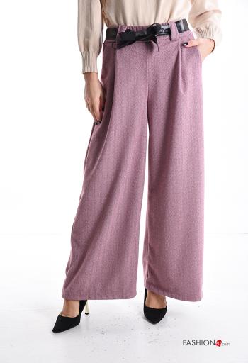 wide leg Hose mit Gürtel mit gummizug mit Taschen - ph 1