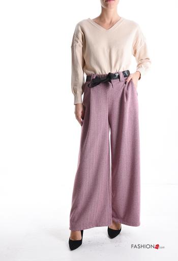 wide leg Hose mit Gürtel mit gummizug mit Taschen - ph 5