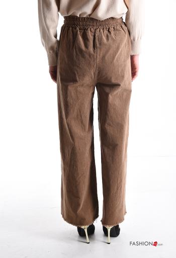 wide leg Hose aus Baumwolle mit Taschen mit gummizug - ph 2