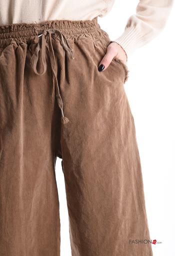 wide leg Hose aus Baumwolle mit Taschen mit gummizug - ph 4