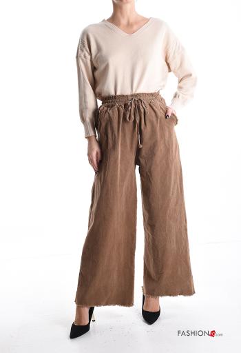 wide leg Hose aus Baumwolle mit Taschen mit gummizug - ph 5