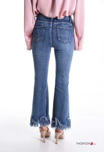 denim Cotton Jeans with buttons with pockets with fringe with zip - ph 2
