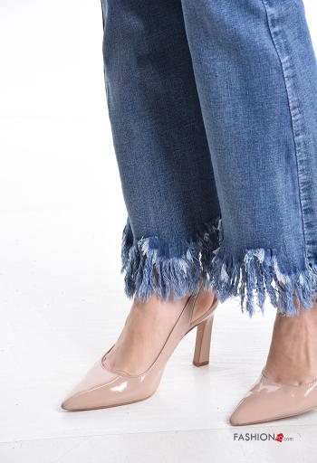 denim Cotton Jeans with buttons with pockets with fringe with zip - ph 4
