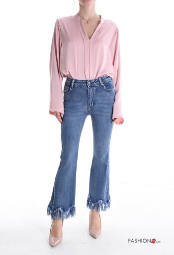denim Cotton Jeans with buttons with pockets with fringe with zip - ph 5