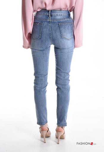 Jeans in Cotone denim skinny con tasche con bottoni con zip - ph 2