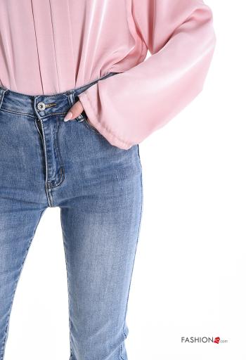 Jeans in Cotone denim skinny con tasche con bottoni con zip - ph 4