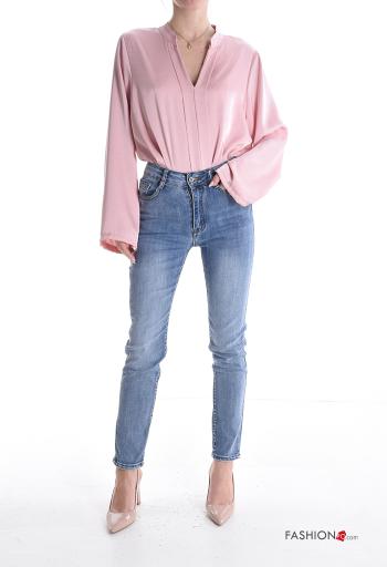 Jeans in Cotone denim skinny con tasche con bottoni con zip - ph 5