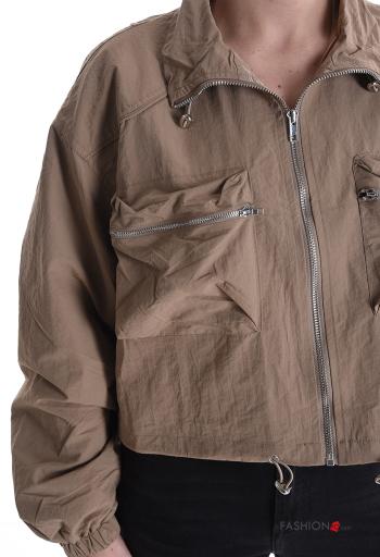 Blusão com gola com forro com fecho com bolsos com cordão - ph 4