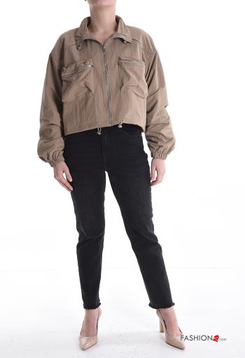 Blusão com gola com forro com fecho com bolsos com cordão - ph 5