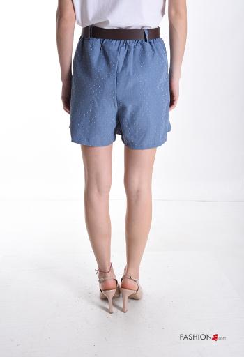 Falda pantalón brillante corto con cinturón con tachuelas - ph 2