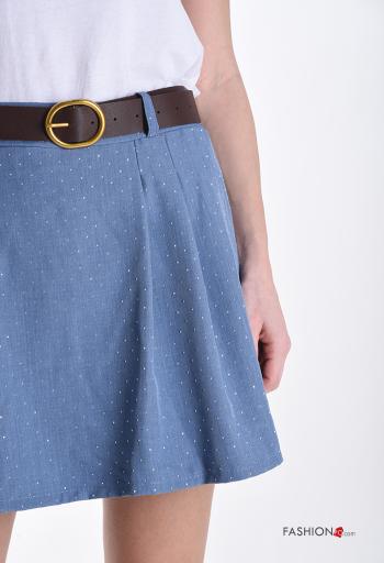 Falda pantalón brillante corto con cinturón con tachuelas - ph 4